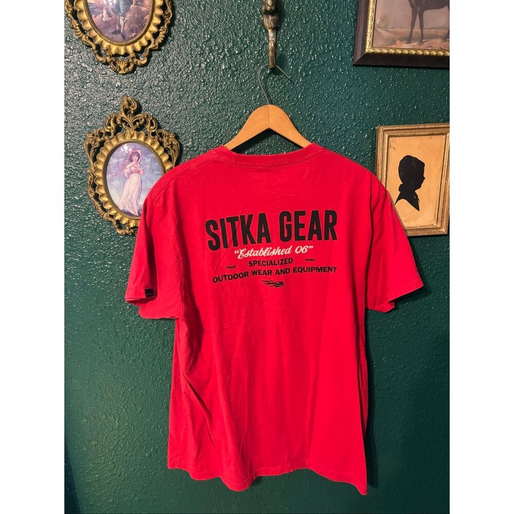 Sitka Gear Red Short Sleeve Tee Sz Large Mens